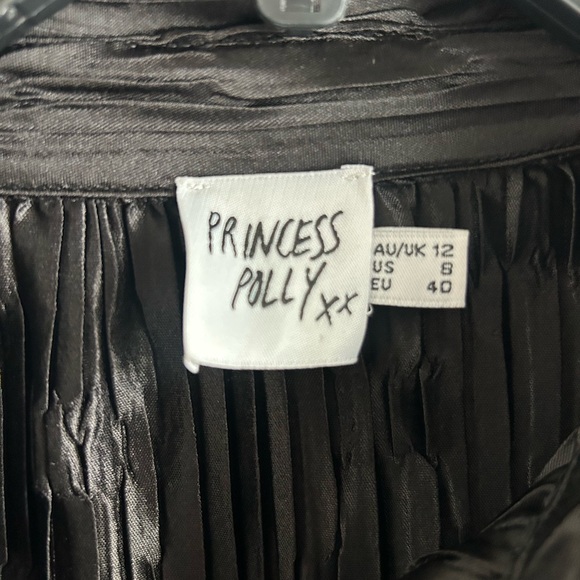 PRINCESS POLLY Black Textured Shirt Dress Avant Garde Fairy Goth Whimsigoth Sz 8 - Picture 2 of 14